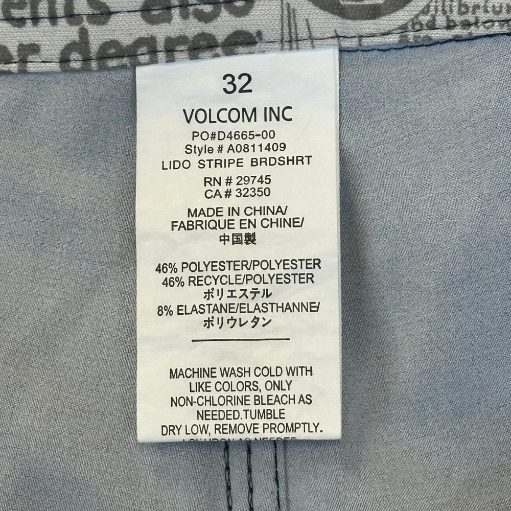 Volcom Lido Stripe Board Shorts Mens 32‎ Multi Color 4-Way Stretch Surf Swim